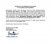 WASPADA AKSI PENIPUAN ATAS NAMA PT. RAJAWALI BARA MAKMUR 